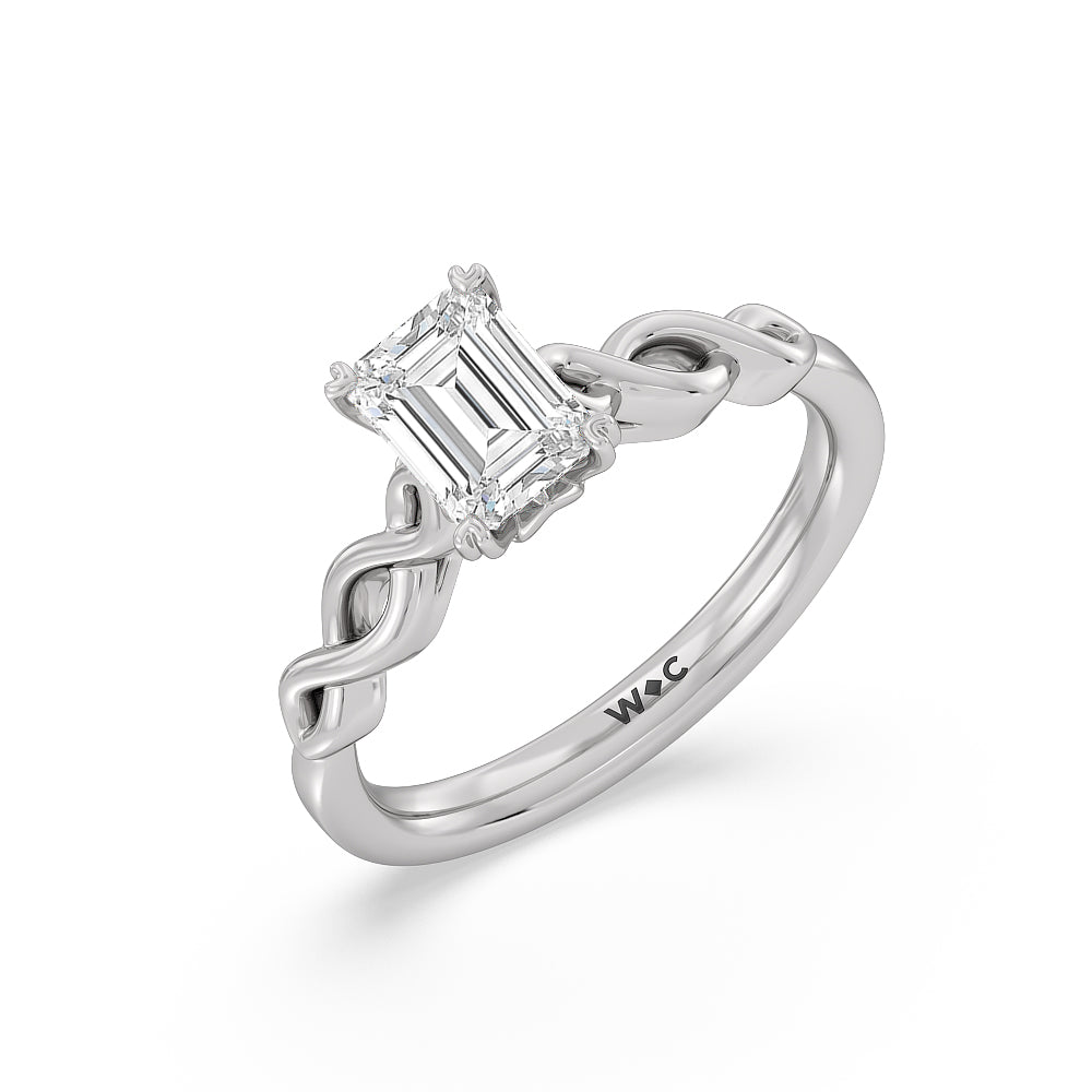 Emerald Cut Vintage Celtic Twist Engagement Ring with Lab Grown Diamond in 14KT Platinum view 3
