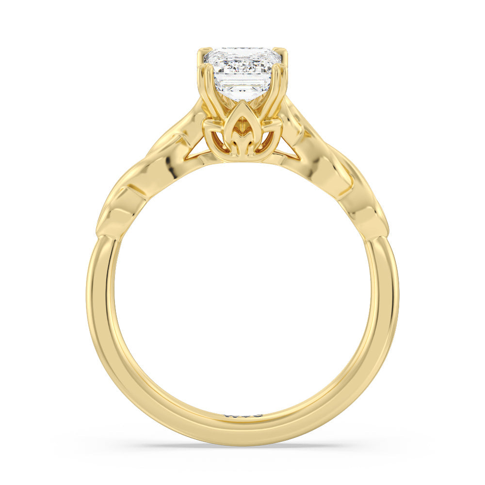 Emerald Cut Vintage Celtic Twist Engagement Ring with Lab Grown Diamond in 14KT Yellow Gold view 2
