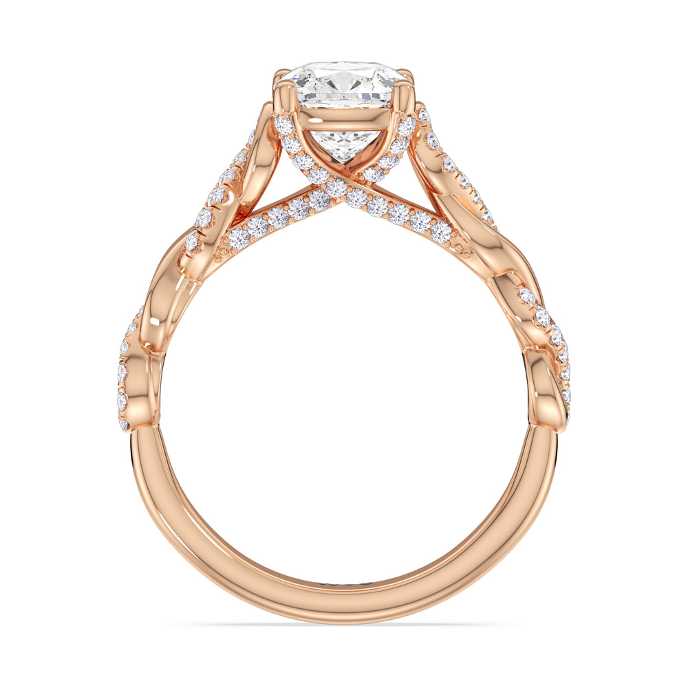 Cushion Cut Vintage Glamour Twisted Diamond Engagement Ring with Lab Grown Diamond in 14KT Rose Gold view 2
