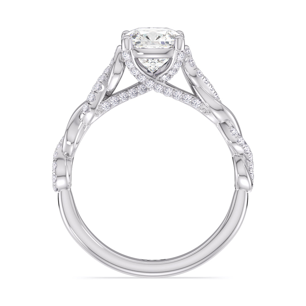 Cushion Cut Vintage Glamour Twisted Diamond Engagement Ring with Lab Grown Diamond in 14KT Platinum view 2
