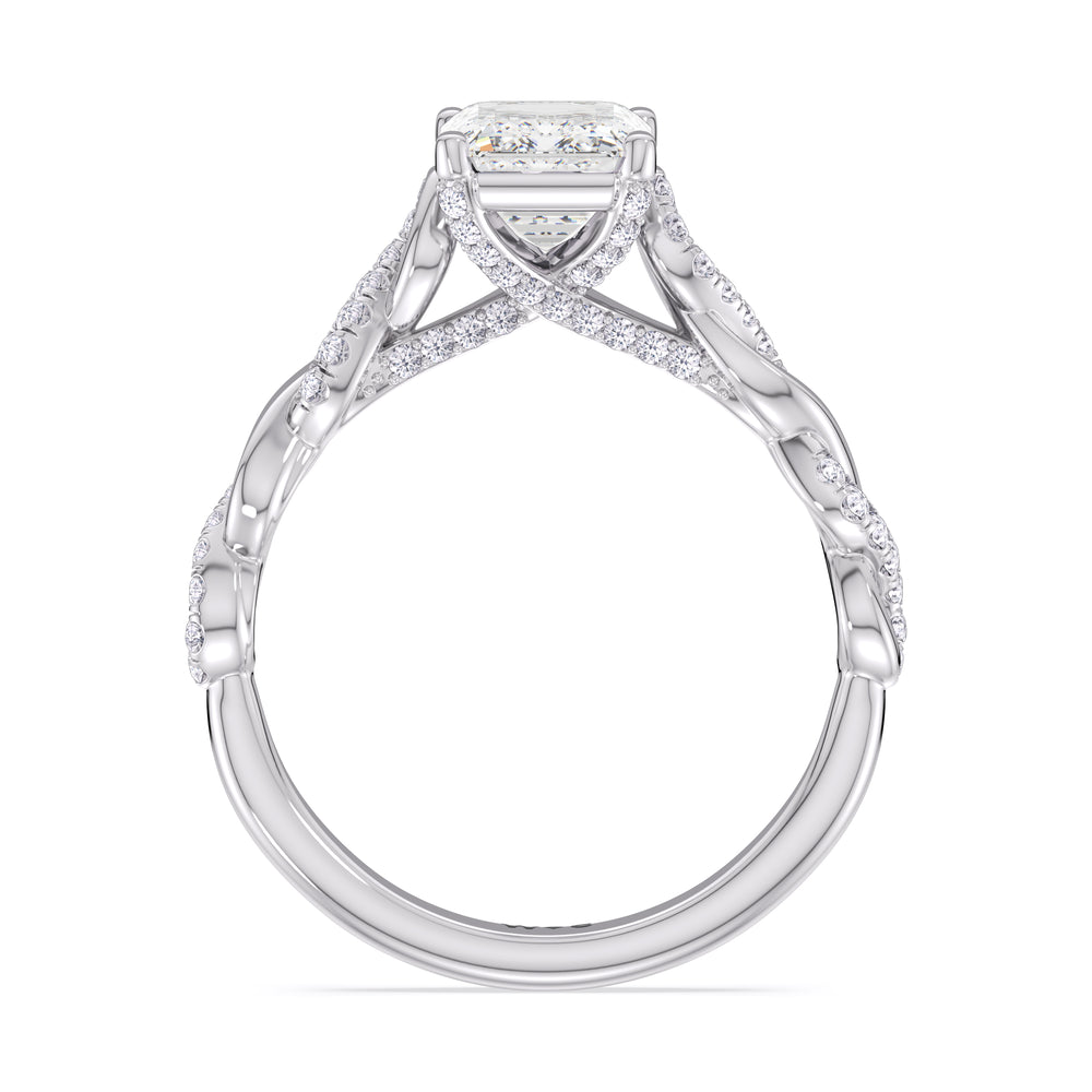 Emerald Cut Vintage Glamour Twisted Diamond Engagement Ring with Lab Grown Diamond in 14KT Platinum view 2
