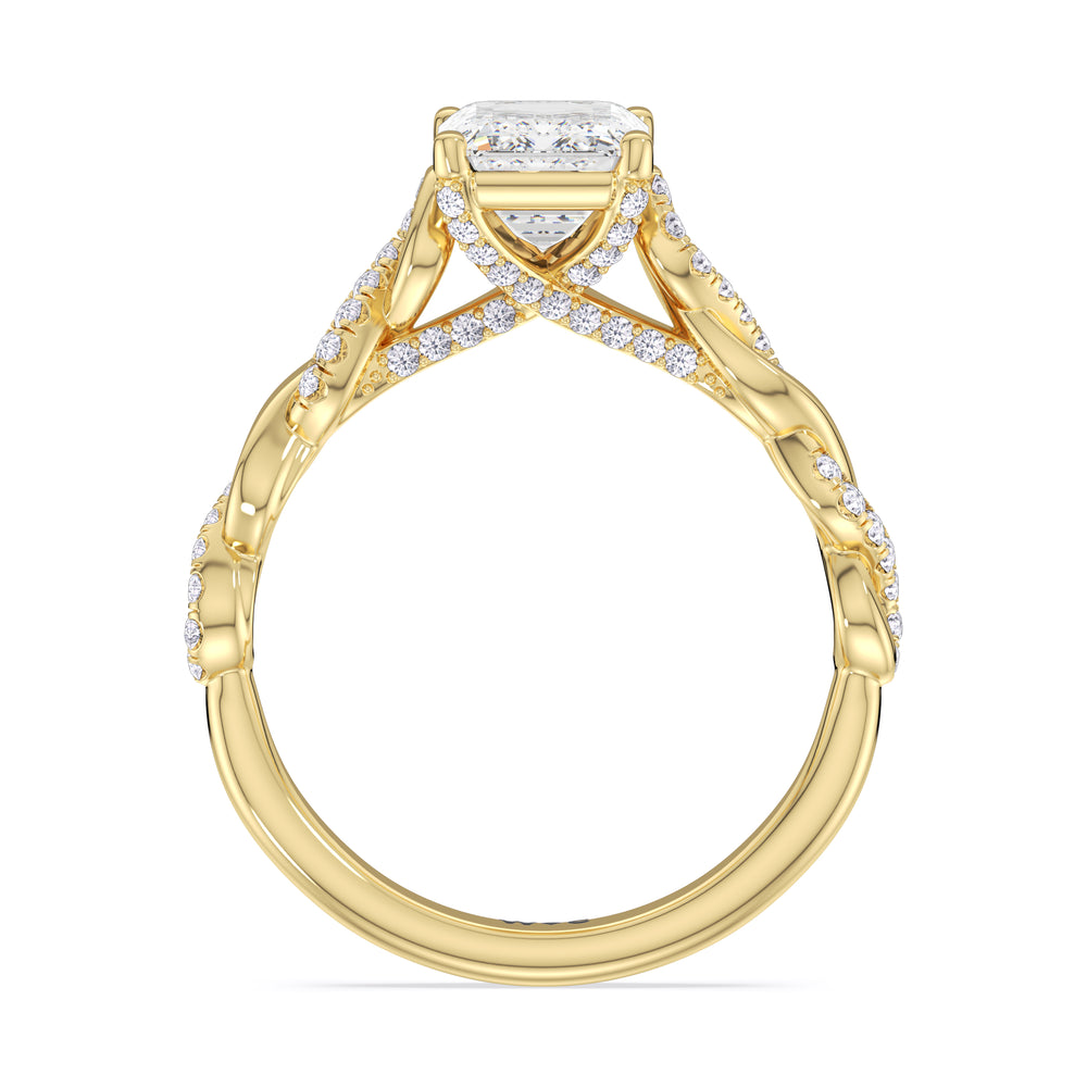 Emerald Cut Vintage Glamour Twisted Diamond Engagement Ring with Lab Grown Diamond in 14KT Yellow Gold view 2
