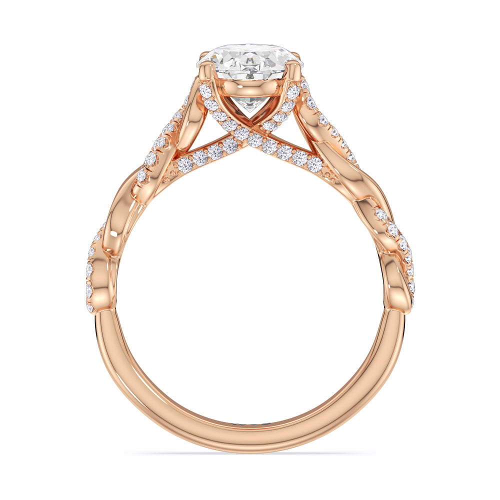 Oval Cut Vintage Glamour Twisted Diamond Engagement Ring with Lab Grown Diamond in 14KT Rose Gold view 2
