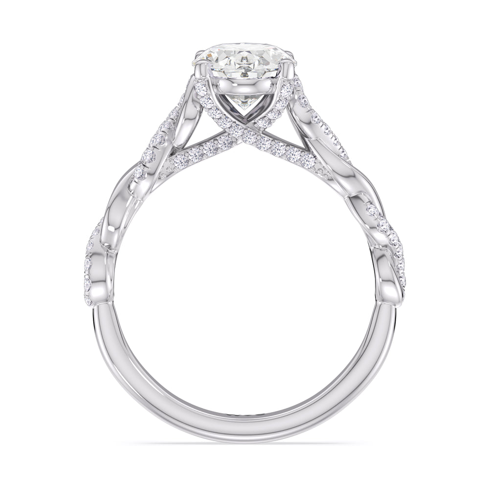 Oval Cut Vintage Glamour Twisted Diamond Engagement Ring with Lab Grown Diamond in 14KT Platinum view 2
