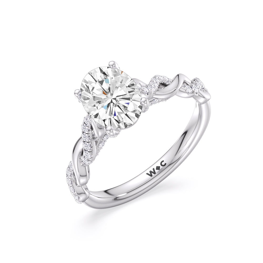Oval Cut Vintage Glamour Twisted Diamond Engagement Ring with Lab Grown Diamond in 14KT Platinum view 3
