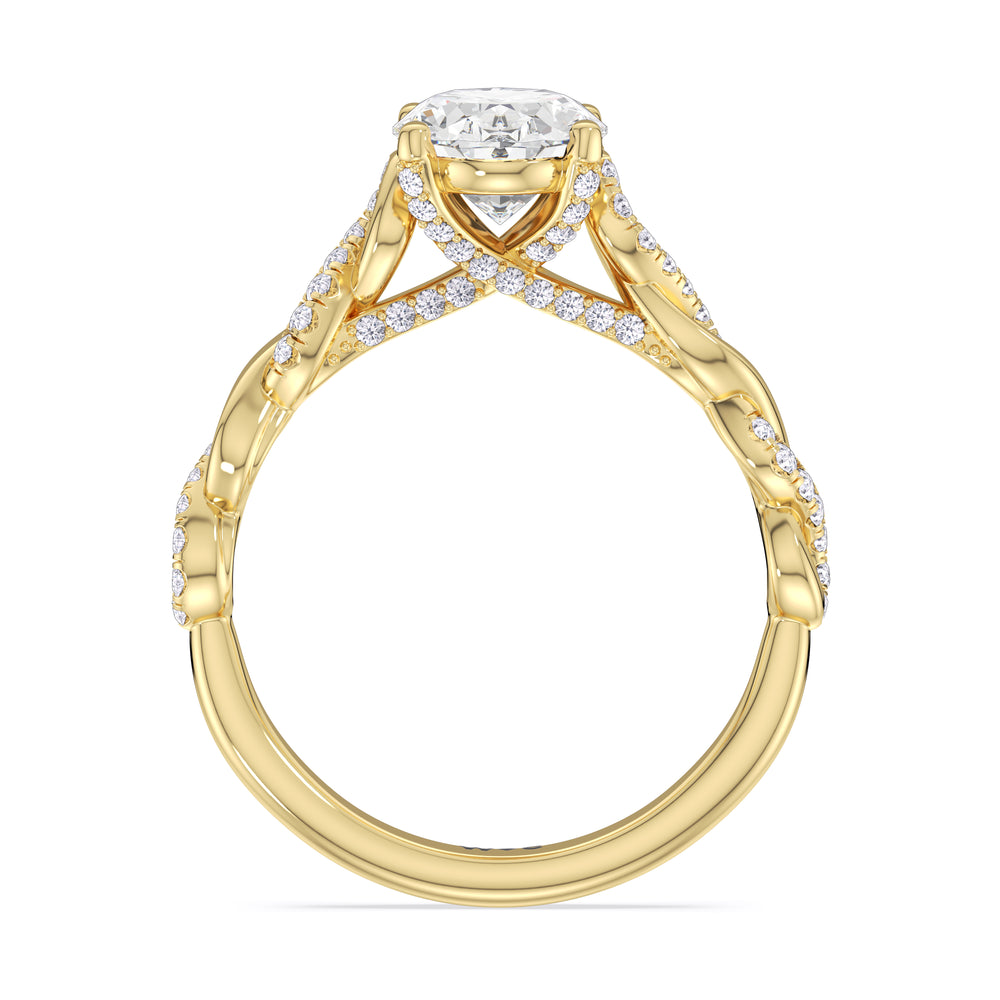Oval Cut Vintage Glamour Twisted Diamond Engagement Ring with Lab Grown Diamond in 14KT Yellow Gold view 2
