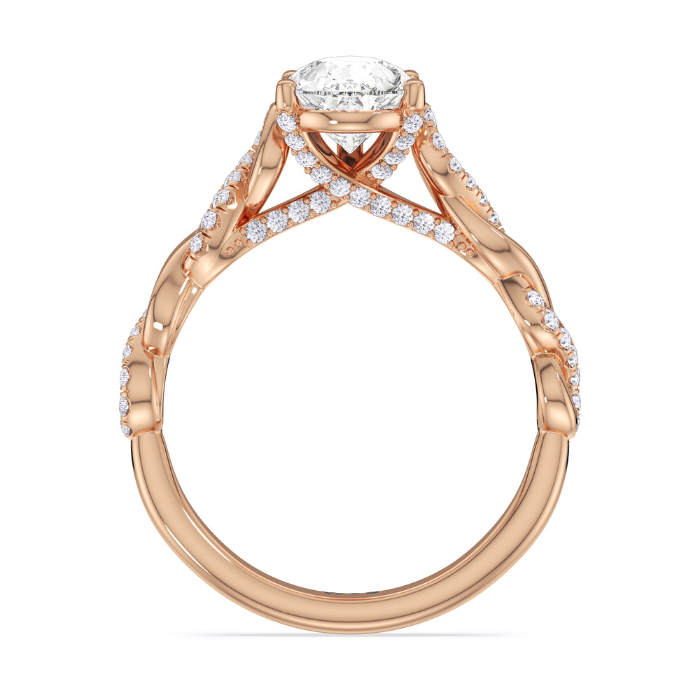 Pear Cut Vintage Glamour Twisted Diamond Engagement Ring with Lab Grown Diamond in 14KT Rose Gold view 2
