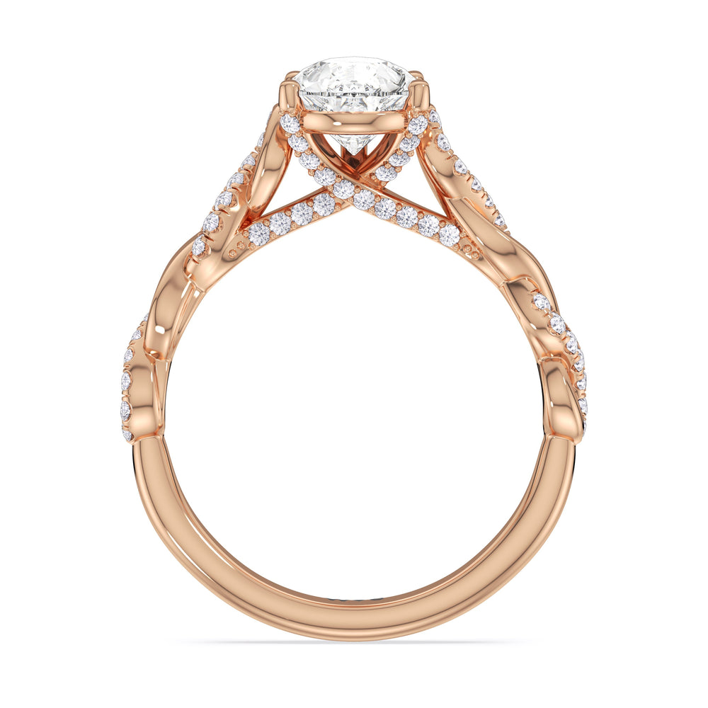 Glamour Twisted Diamond Engagement Ring with Pear Cut Diamond in 14KT Rose Gold view 2
