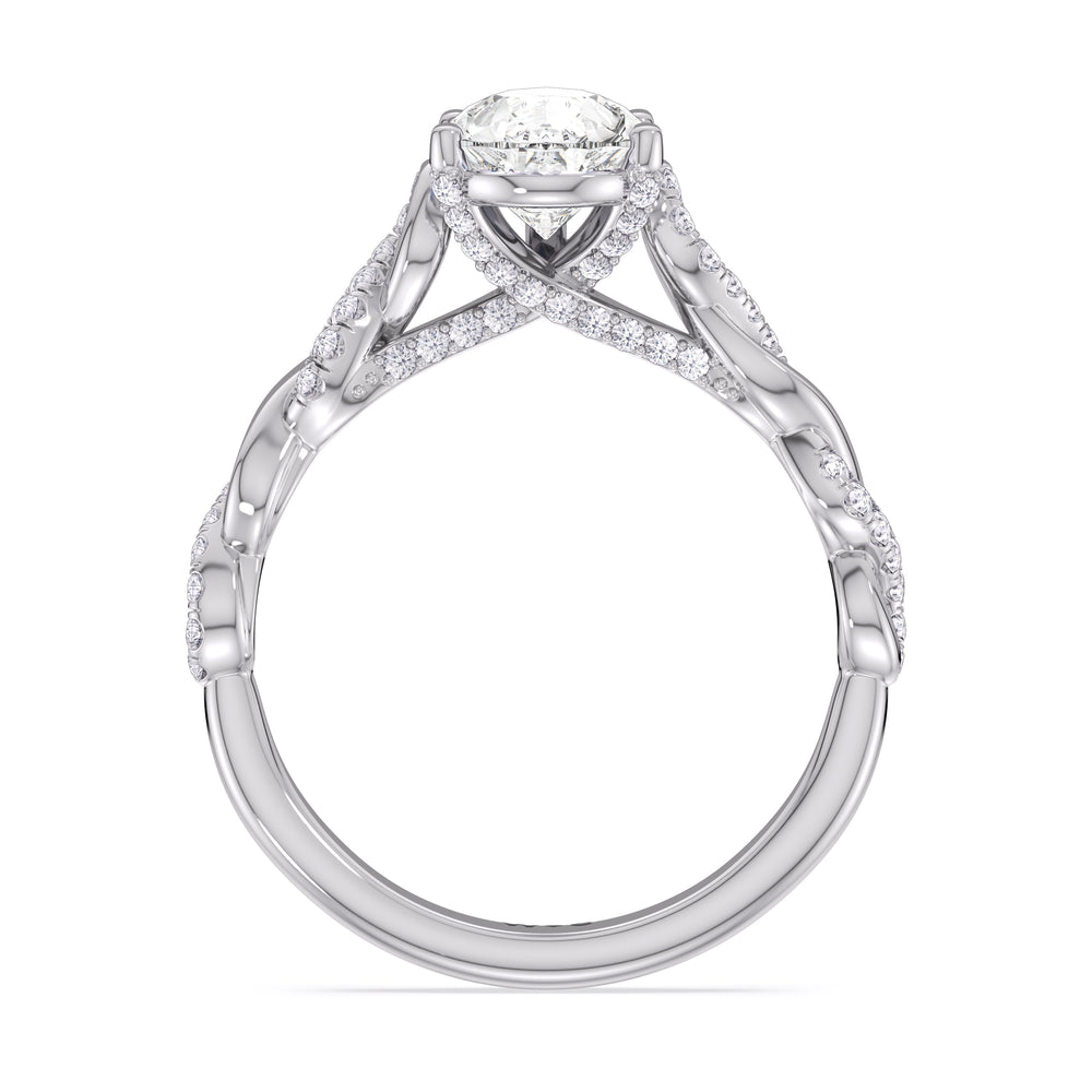 Glamour Twisted Diamond Engagement Ring with Pear Cut Diamond in 14KT Platinum view 2
