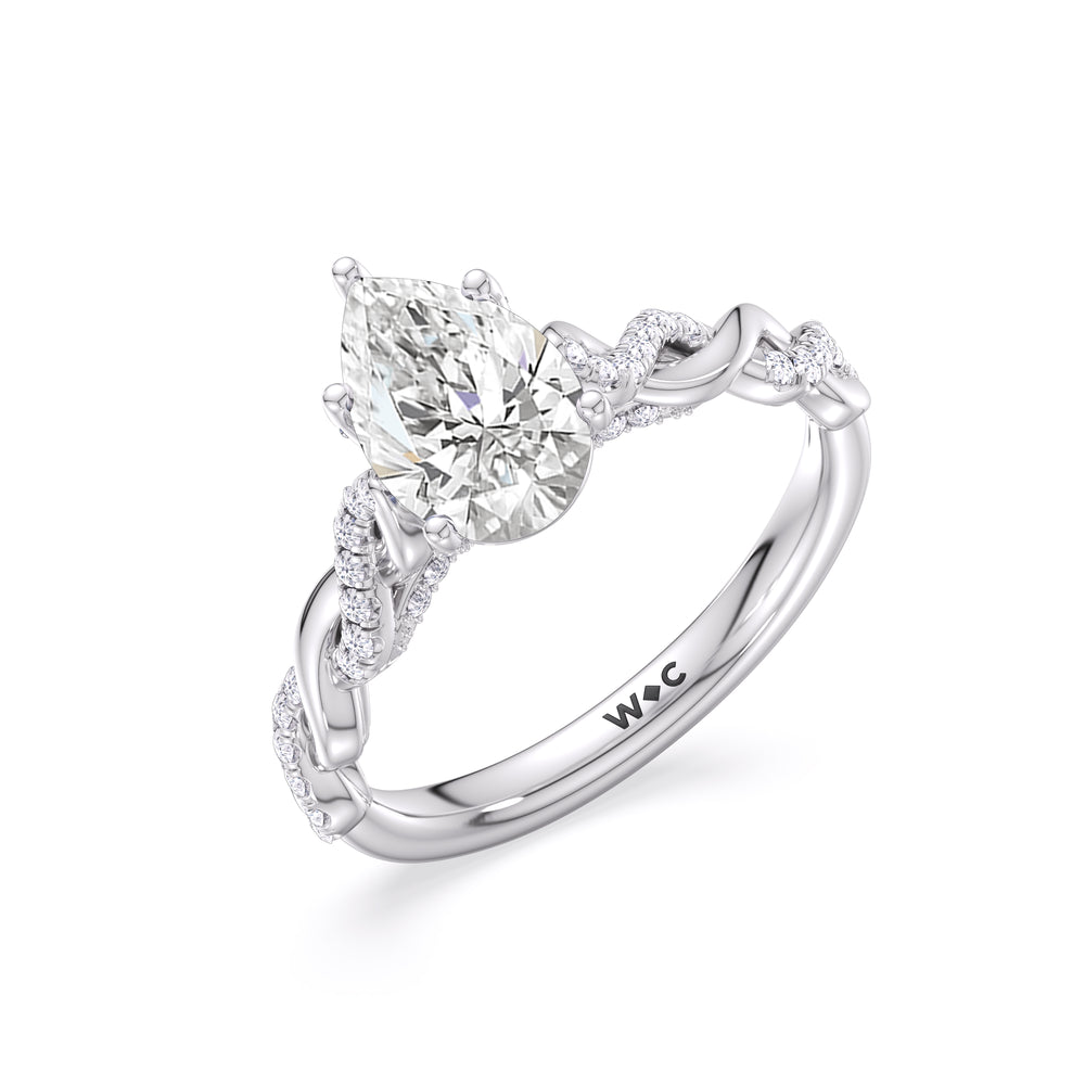 Pear Cut Vintage Glamour Twisted Diamond Engagement Ring with Lab Grown Diamond in 14KT Platinum view 3
