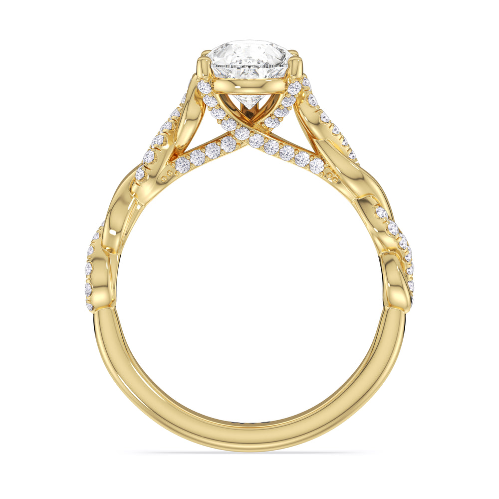 Pear Cut Vintage Glamour Twisted Diamond Engagement Ring with Lab Grown Diamond in 14KT Yellow Gold view 2
