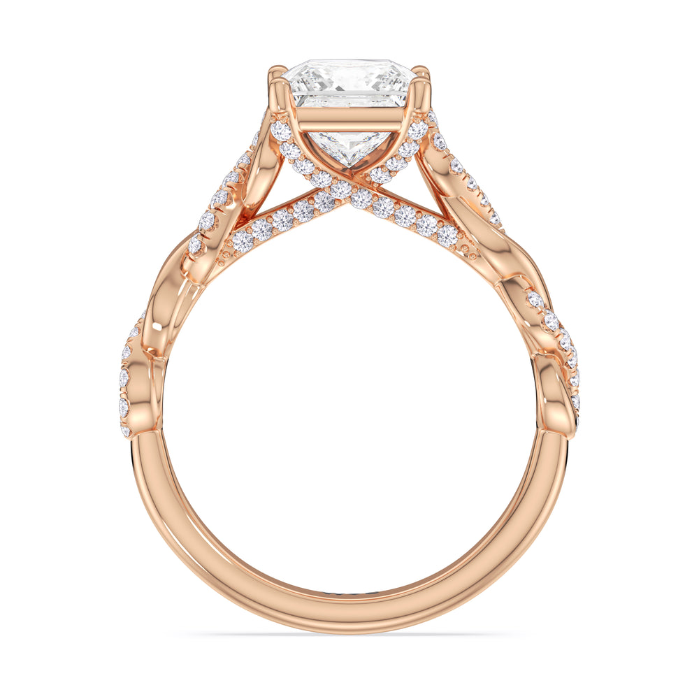 Princess Cut Vintage Glamour Twisted Diamond Engagement Ring with Lab Grown Diamond in 14KT Rose Gold view 2
