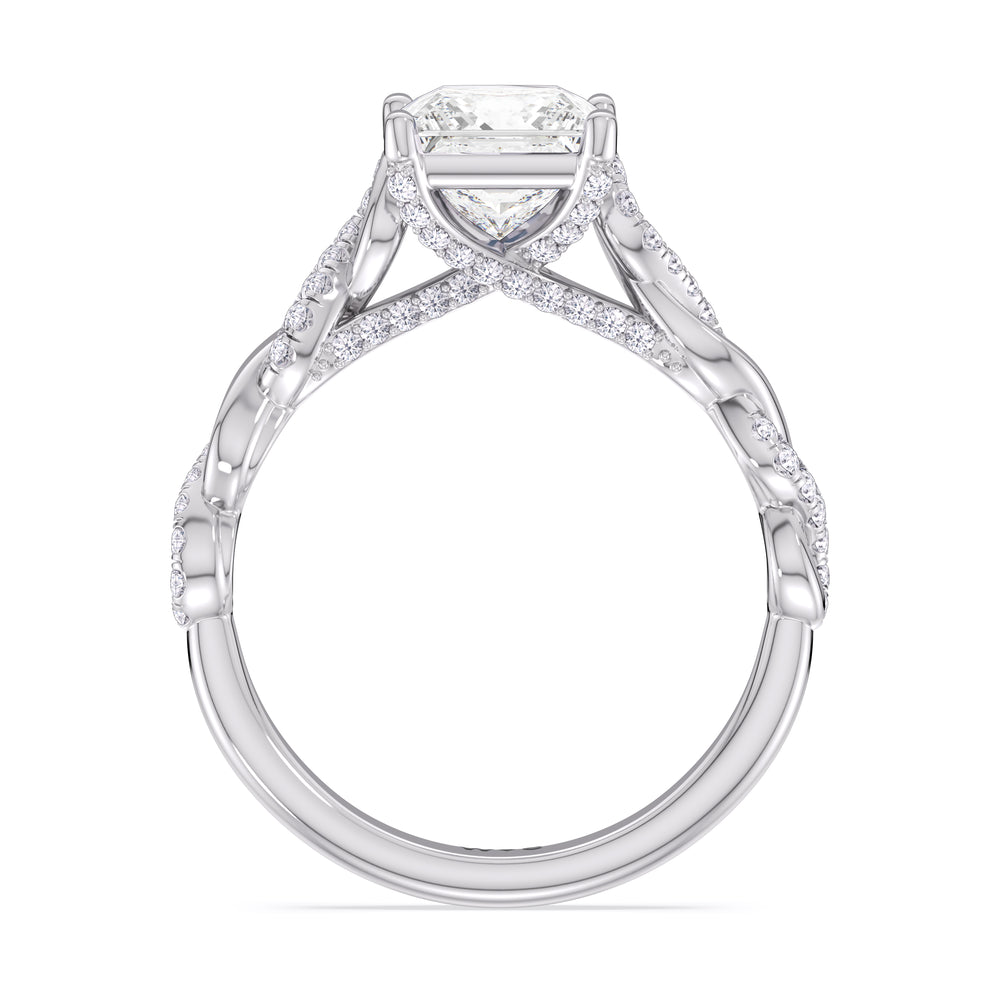 Princess Cut Vintage Glamour Twisted Diamond Engagement Ring with Lab Grown Diamond in 14KT Platinum view 2
