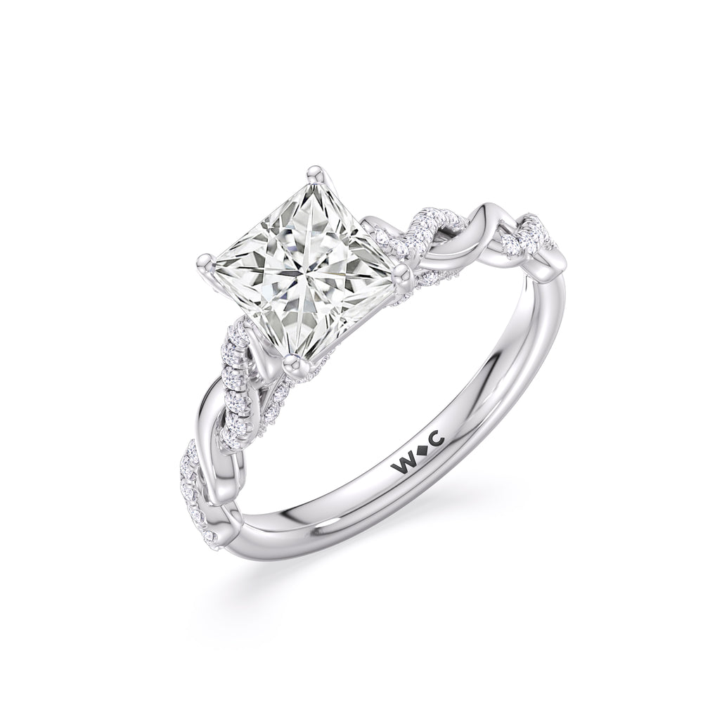 Princess Cut Vintage Glamour Twisted Diamond Engagement Ring with Lab Grown Diamond in 14KT Platinum view 3
