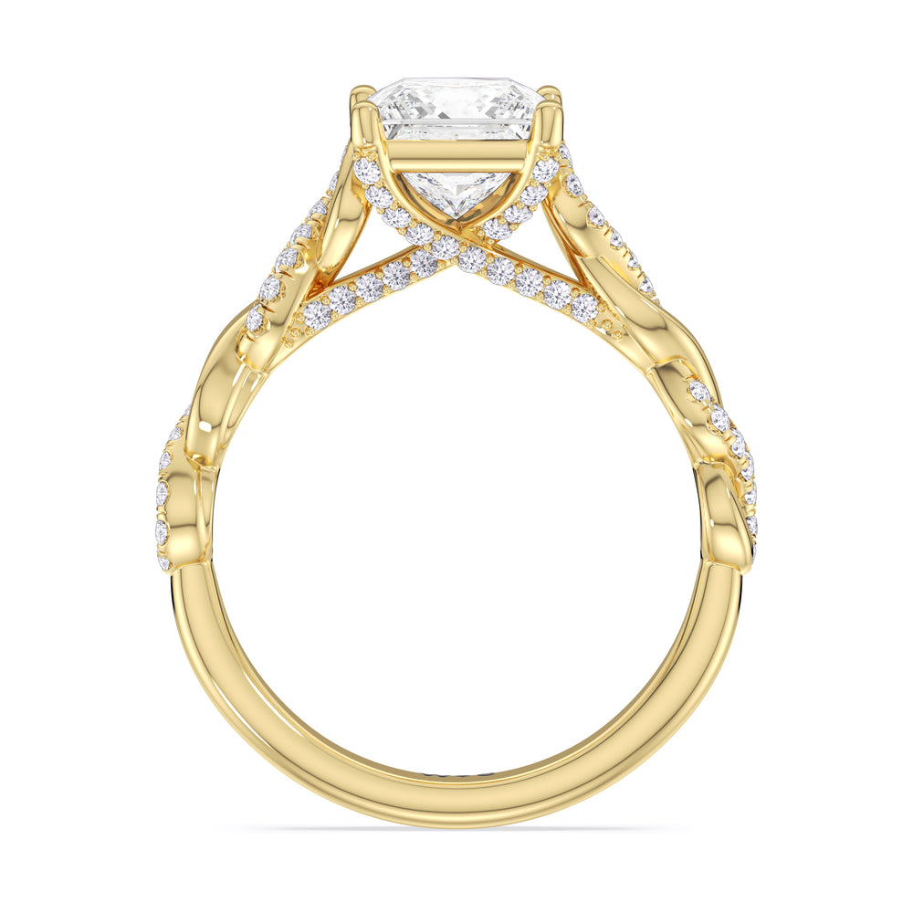 Princess Cut Vintage Glamour Twisted Diamond Engagement Ring with Lab Grown Diamond in 14KT Yellow Gold view 2

