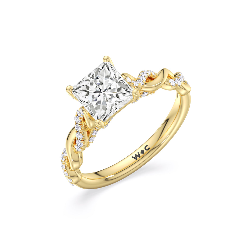 Princess Cut Vintage Glamour Twisted Diamond Engagement Ring with Lab Grown Diamond in 14KT Yellow Gold view 3
