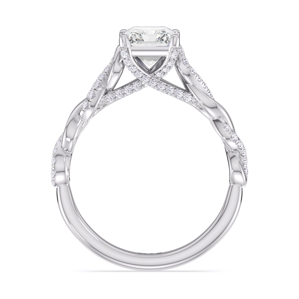 Radiant Cut Vintage Glamour Twisted Diamond Engagement Ring with Lab Grown Diamond in 14KT Platinum view 2
