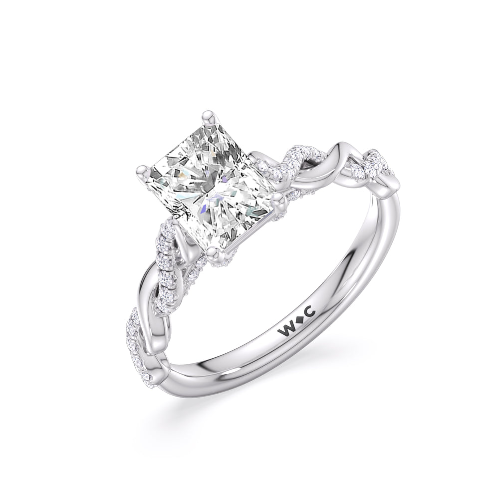 Radiant Cut Vintage Glamour Twisted Diamond Engagement Ring with Lab Grown Diamond in 14KT Platinum view 3
