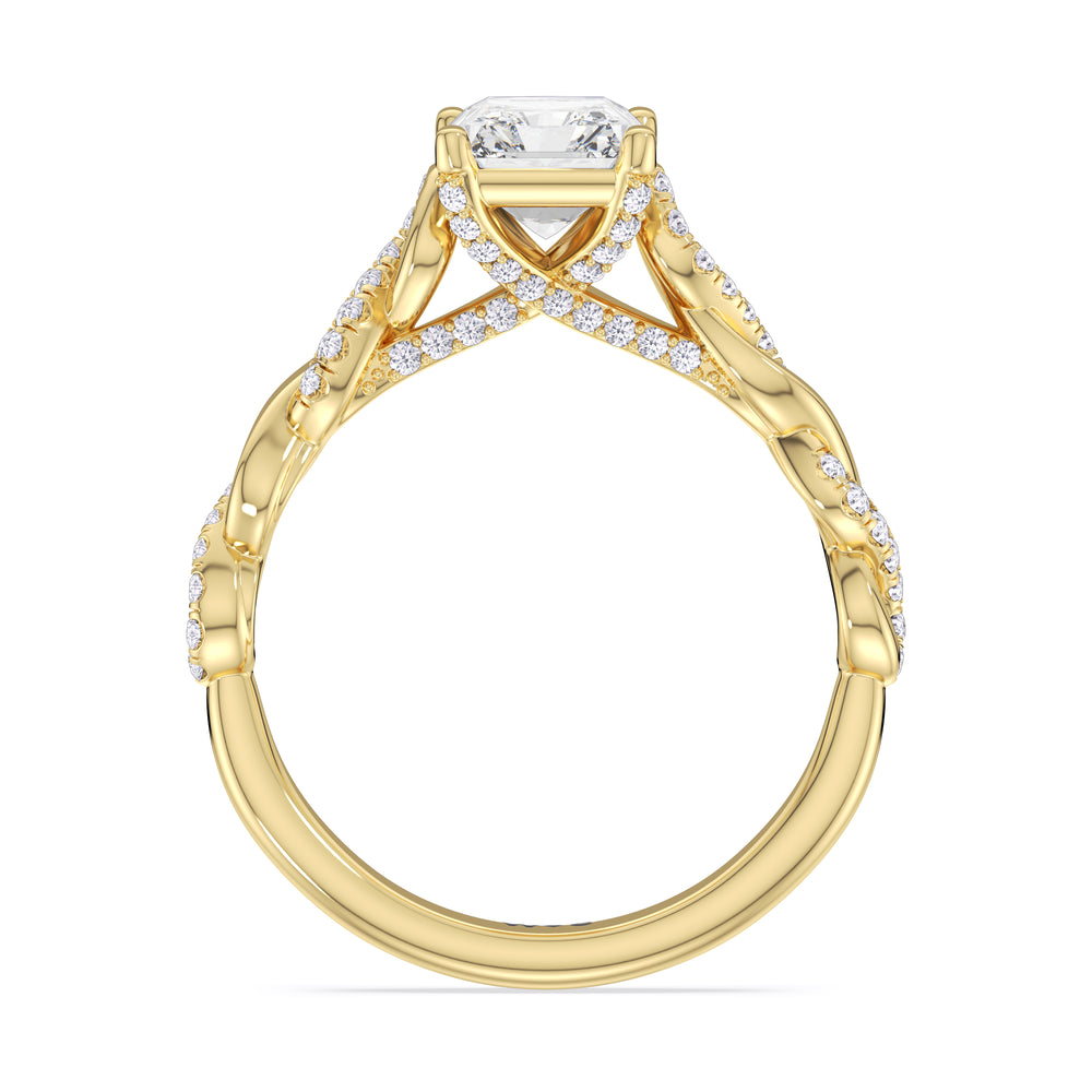 Radiant Cut Vintage Glamour Twisted Diamond Engagement Ring with Lab Grown Diamond in 14KT Yellow Gold view 2
