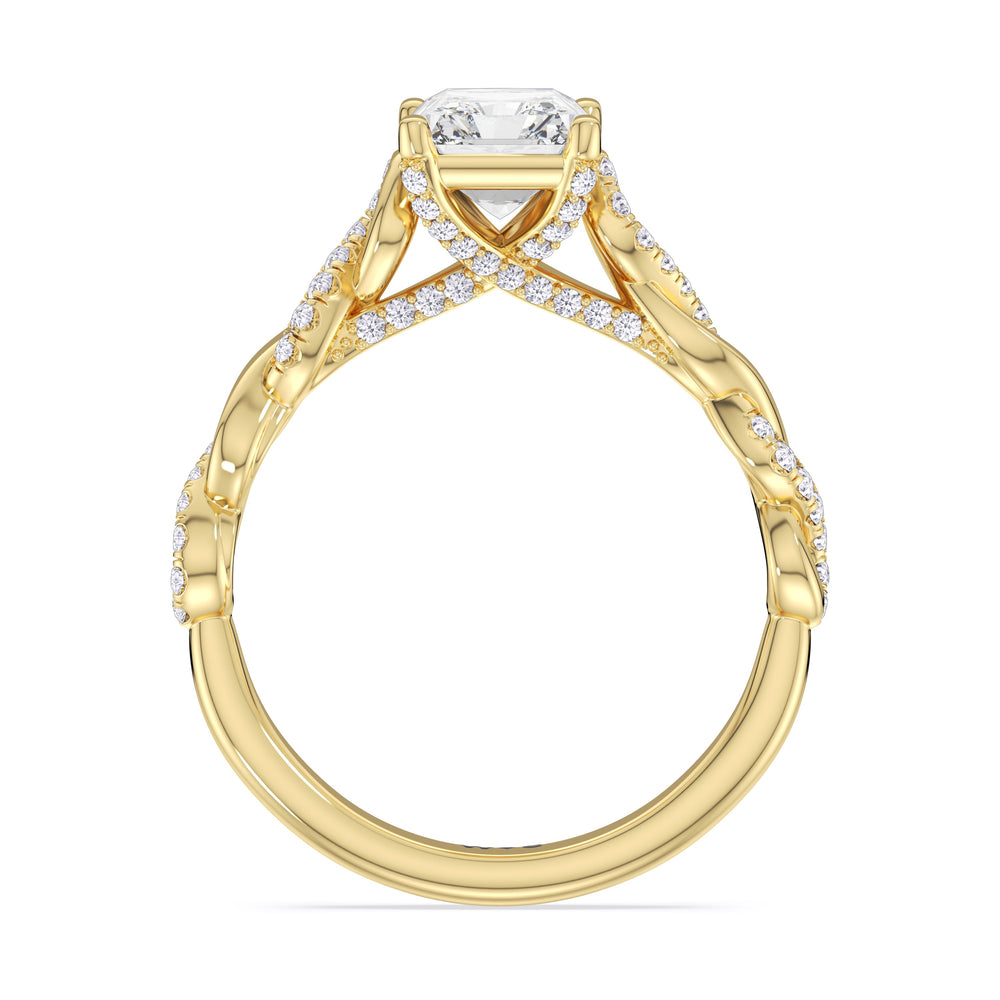 Glamour Twisted Diamond Engagement Ring with Radiant Cut Diamond in 14KT Yellow Gold view 2
