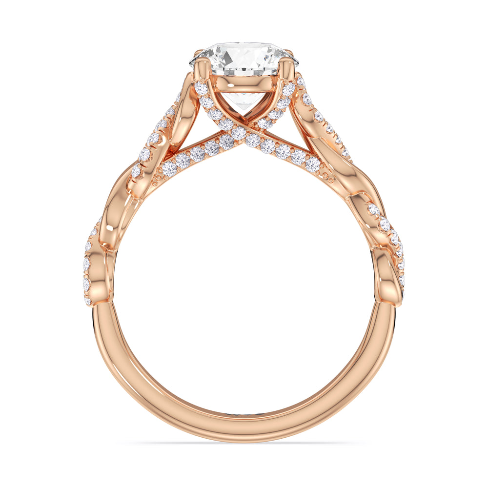 Round Cut Vintage Glamour Twisted Diamond Engagement Ring with Lab Grown Diamond in 14KT Rose Gold view 2
