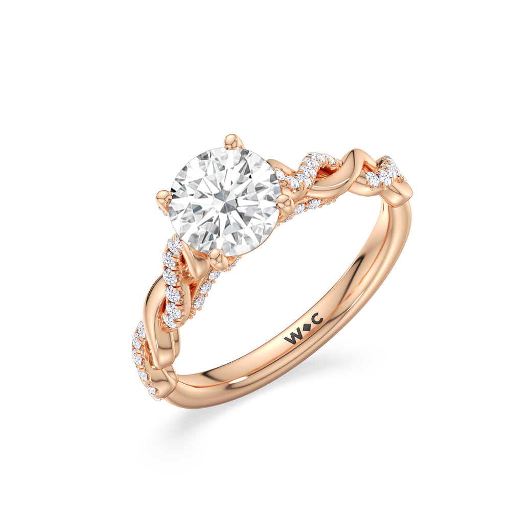 Round Cut Vintage Glamour Twisted Diamond Engagement Ring with Lab Grown Diamond in 14KT Rose Gold view 3

