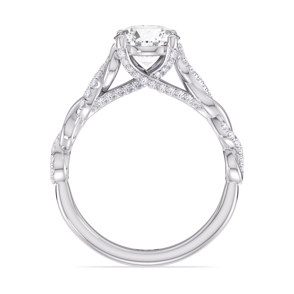 Glamour Twisted Diamond Engagement Ring with Round Cut Diamond in 14KT Platinum view 3
