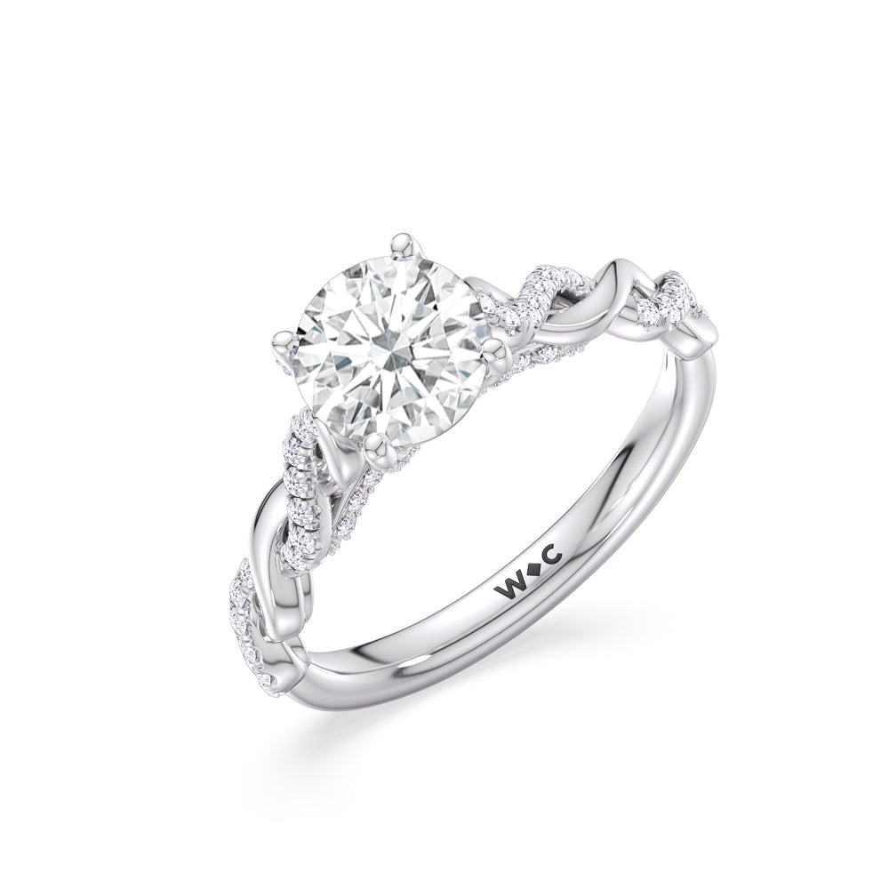 Round Cut Vintage Glamour Twisted Diamond Engagement Ring with Lab Grown Diamond in 14KT Platinum view 3
