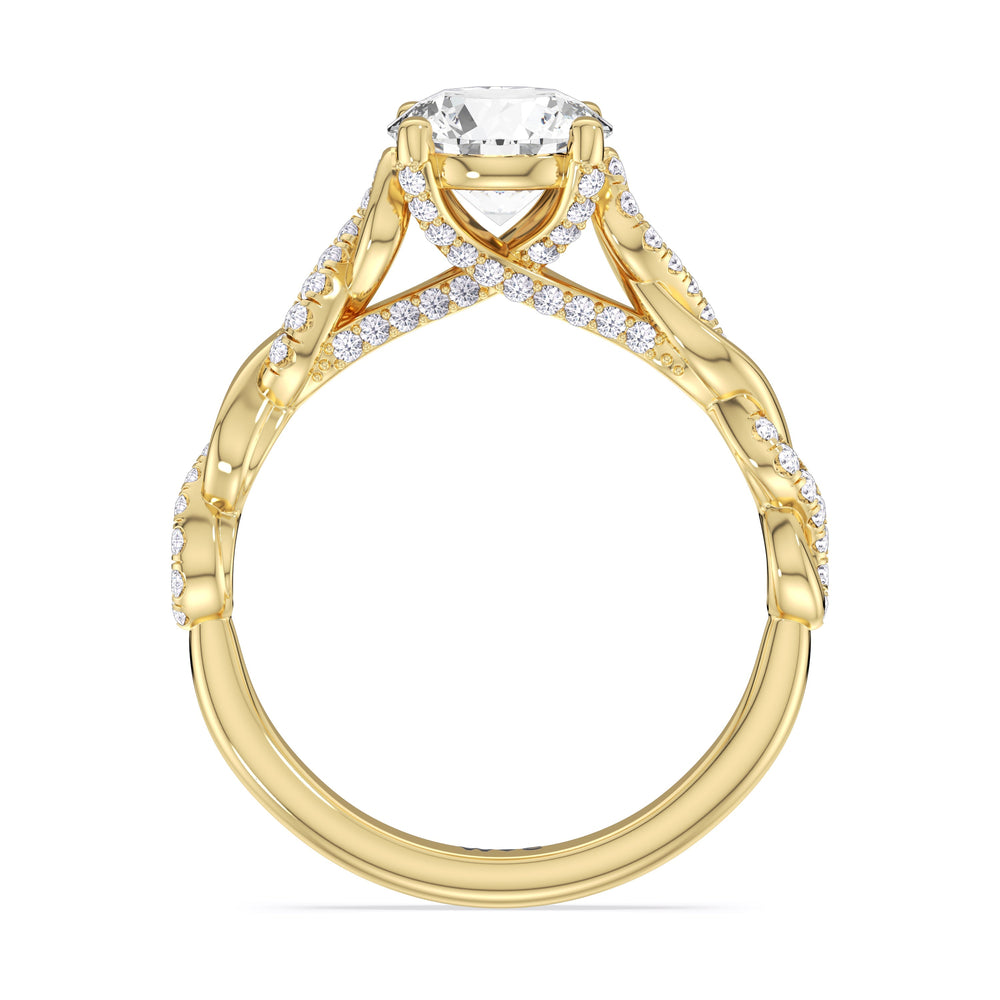 Glamour Twisted Diamond Engagement Ring with Round Cut Diamond in 14KT Yellow Gold view 3
