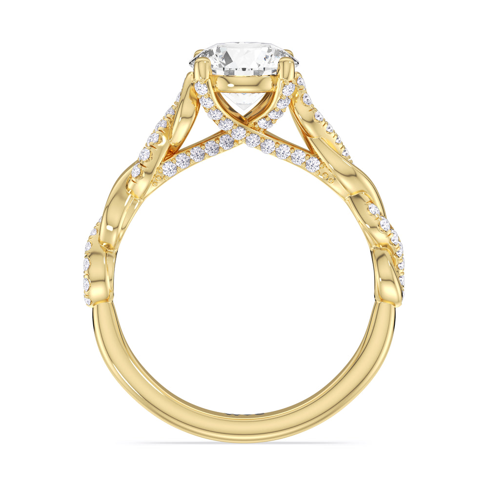 Round Cut Vintage Glamour Twisted Diamond Engagement Ring with Lab Grown Diamond in 14KT Yellow Gold view 2
