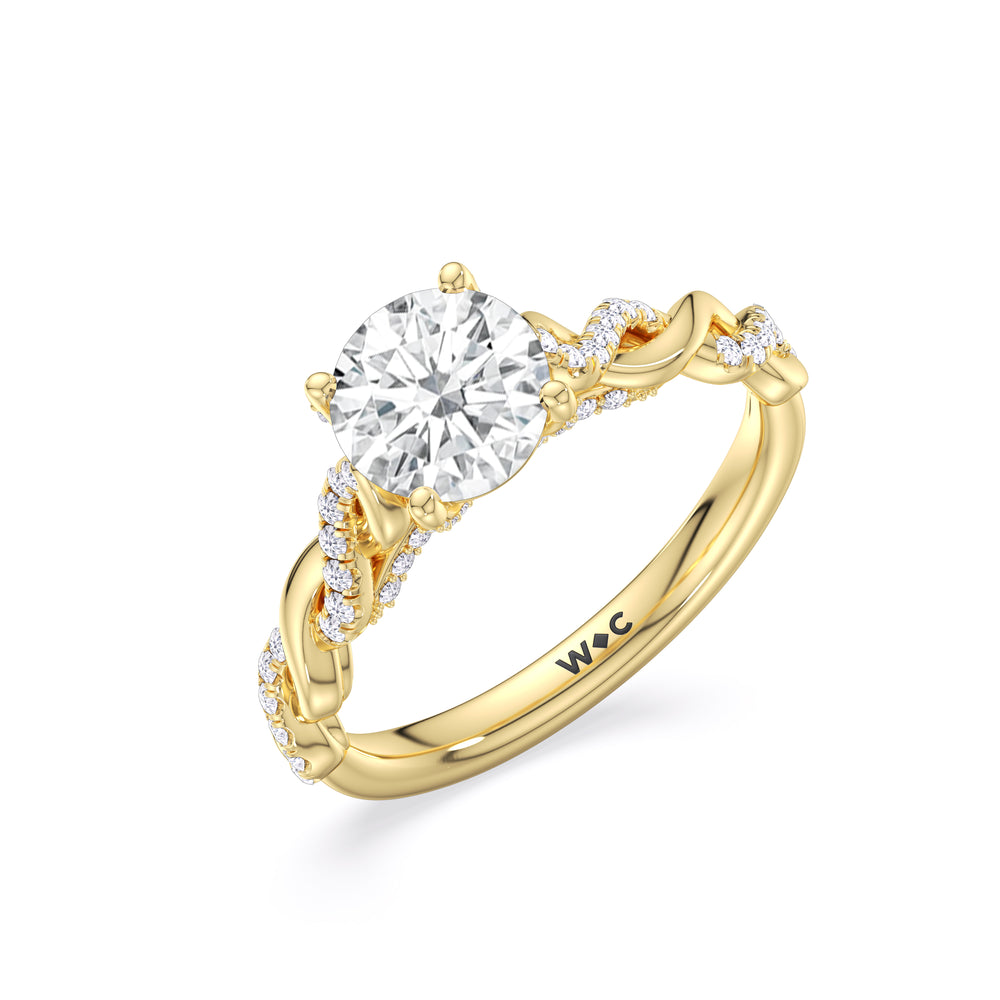 Round Cut Vintage Glamour Twisted Diamond Engagement Ring with Lab Grown Diamond in 14KT Yellow Gold view 3
