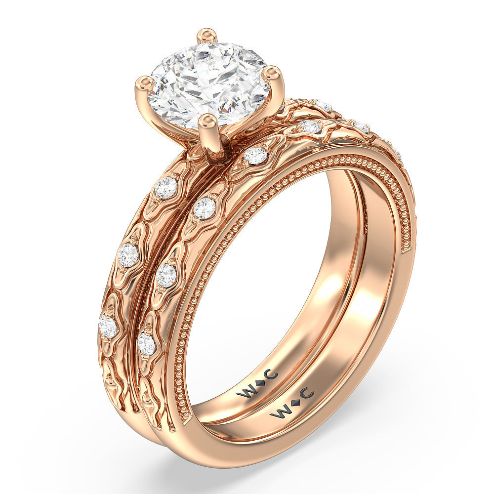Oval Cut Vintage Blossom Engagement Ring with Lab Grown Diamond in 14KT Rose Gold view 6
