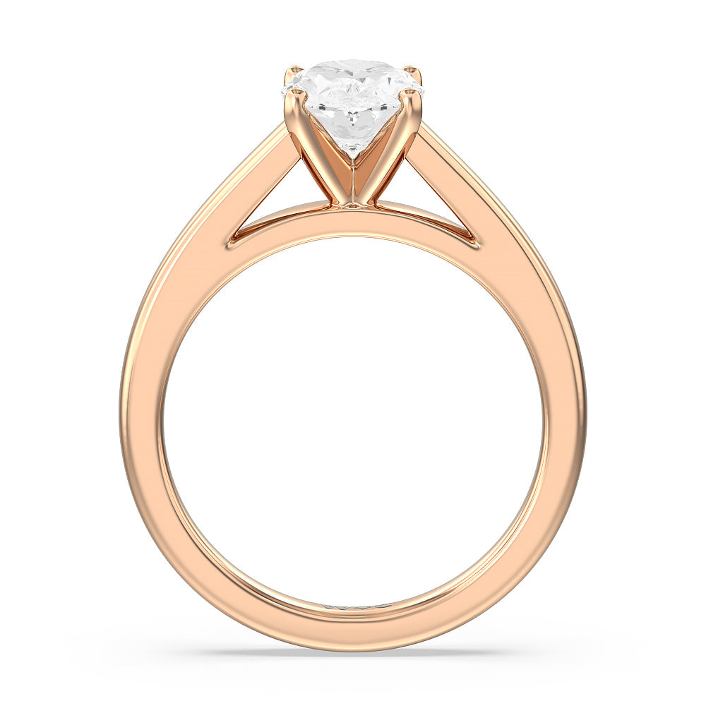 Classic Cathedral Solitaire Engagement Ring with Oval Cut Diamond in 14KT Rose Gold view 2

