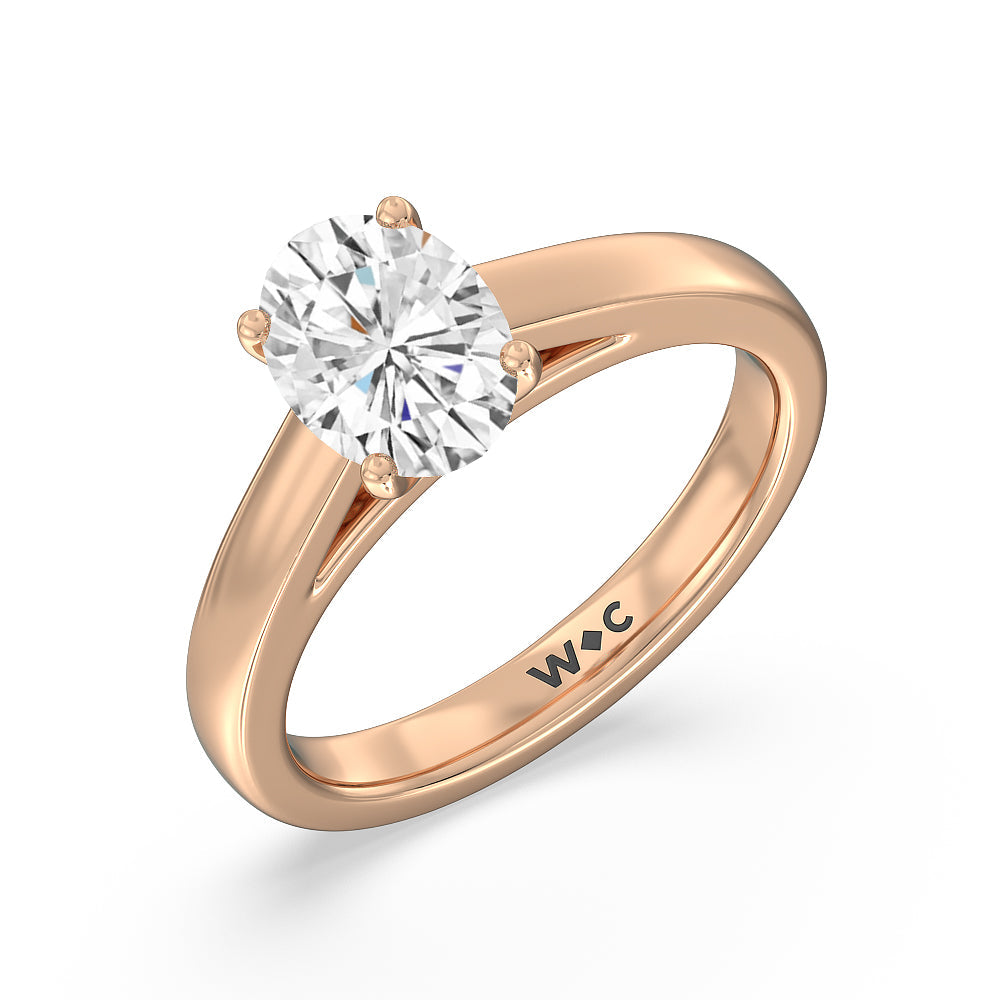 Classic Cathedral Solitaire Engagement Ring with Oval Cut Diamond in 14KT Rose Gold view 3
