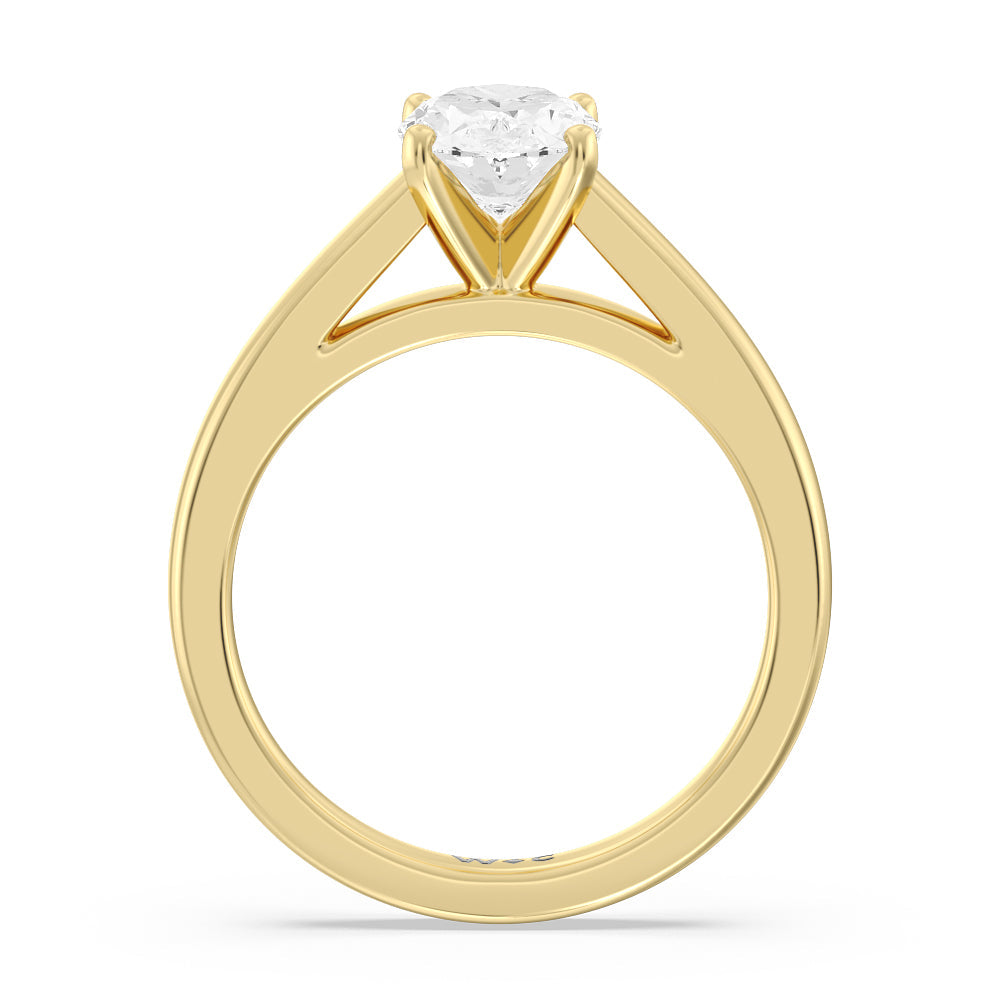 Classic Cathedral Solitaire Engagement Ring with Oval Cut Diamond in 14KT Yellow Gold view 2
