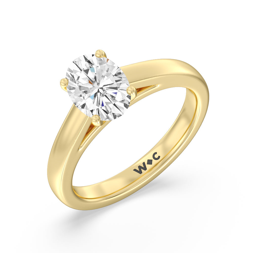 Classic Cathedral Solitaire Engagement Ring with Oval Cut Diamond in 14KT Yellow Gold view 3
