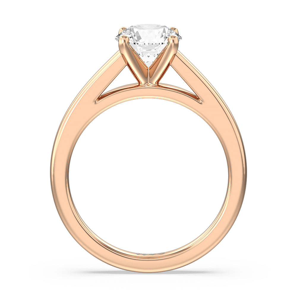Classic Cathedral Solitaire Engagement Ring with Round Cut Diamond in 14KT Rose Gold view 2
