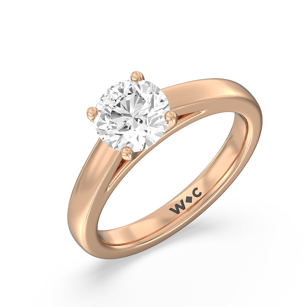 Classic Cathedral Solitaire Engagement Ring with Round Cut Diamond in 14KT Rose Gold view 3
