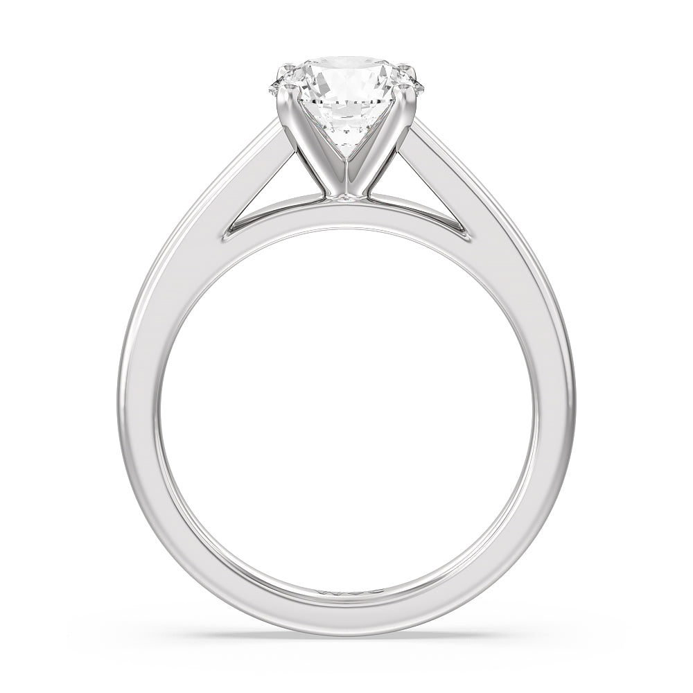 Classic Cathedral Solitaire Engagement Ring with Round Cut Diamond in 14KT Platinum view 2
