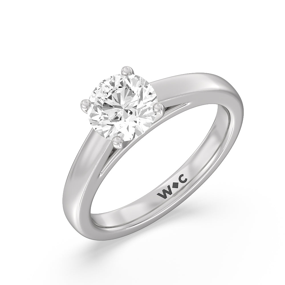 Classic Cathedral Solitaire Engagement Ring with Round Cut Diamond in 14KT Platinum view 3
