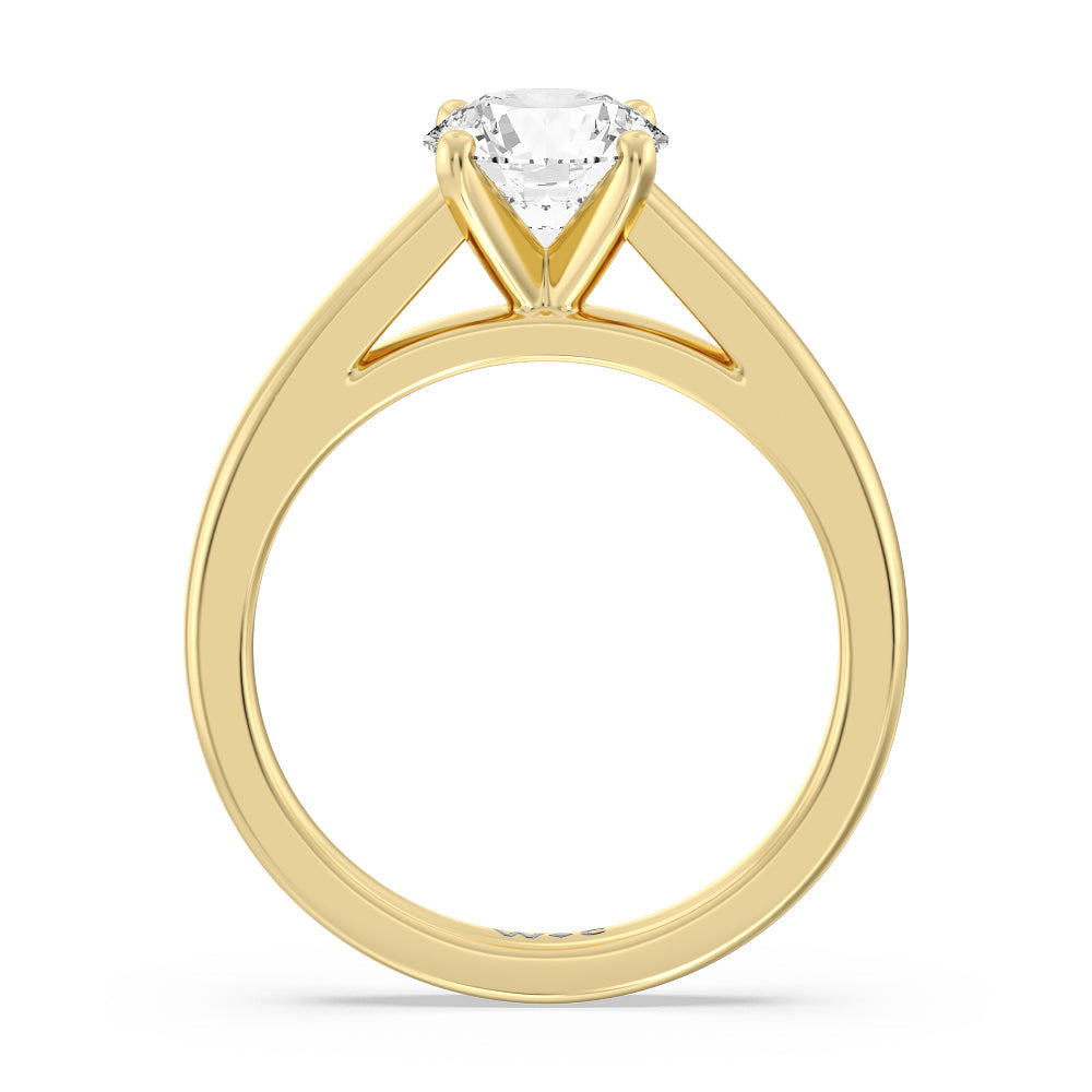 Classic Cathedral Solitaire Engagement Ring with Round Cut Diamond in 14KT Yellow Gold view 2

