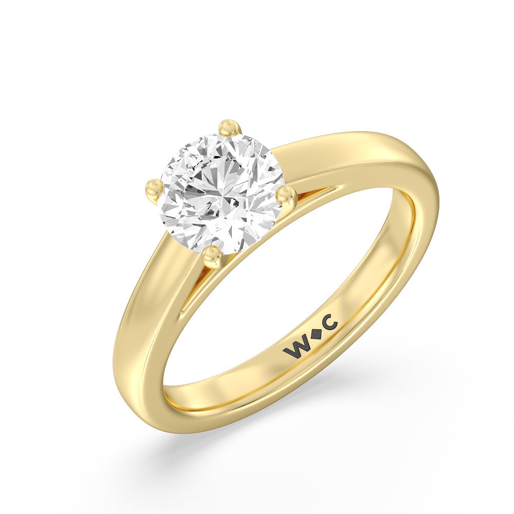 Classic Cathedral Solitaire Engagement Ring with Round Cut Diamond in 14KT Yellow Gold view 3
