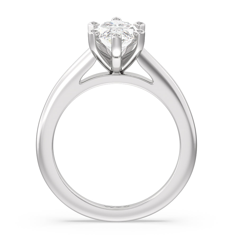 Marquise Cut Tapered Cathedral Solitaire Engagement Ring with Lab Grown Diamond in 14KT Platinum view 2
