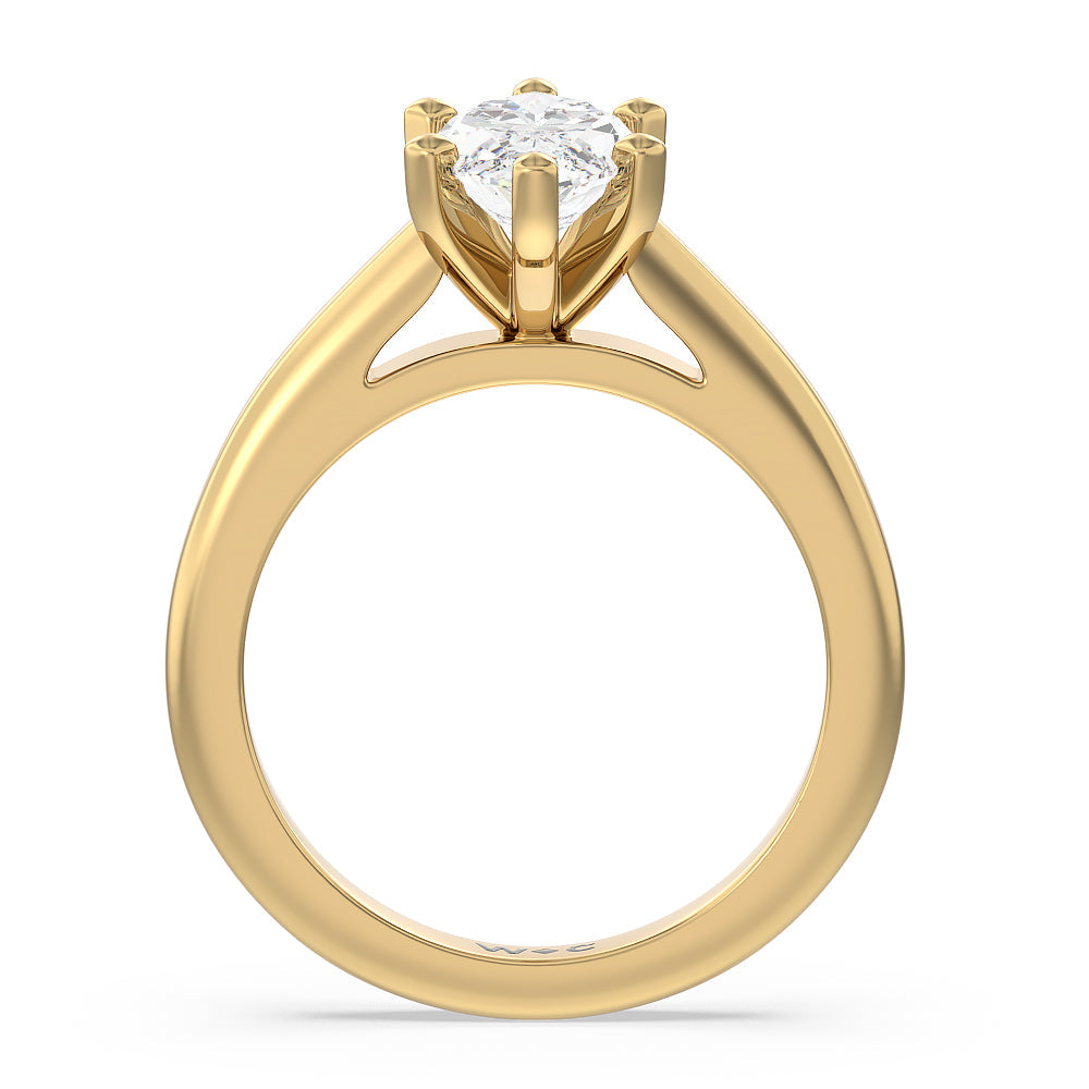 Marquise Cut Tapered Cathedral Solitaire Engagement Ring with Lab Grown Diamond in 14KT Yellow Gold view 2
