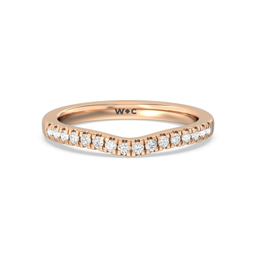 Classic Four Prong Solitaire Diamond Wedding Band with 18KT Rose Gold Cut Diamond in 14KT Rose Gold view 1
