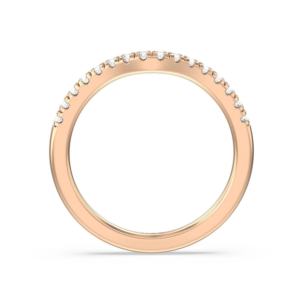 Classic Four Prong Solitaire Diamond Wedding Band with 18KT Rose Gold Cut Diamond in 14KT Rose Gold view 2
