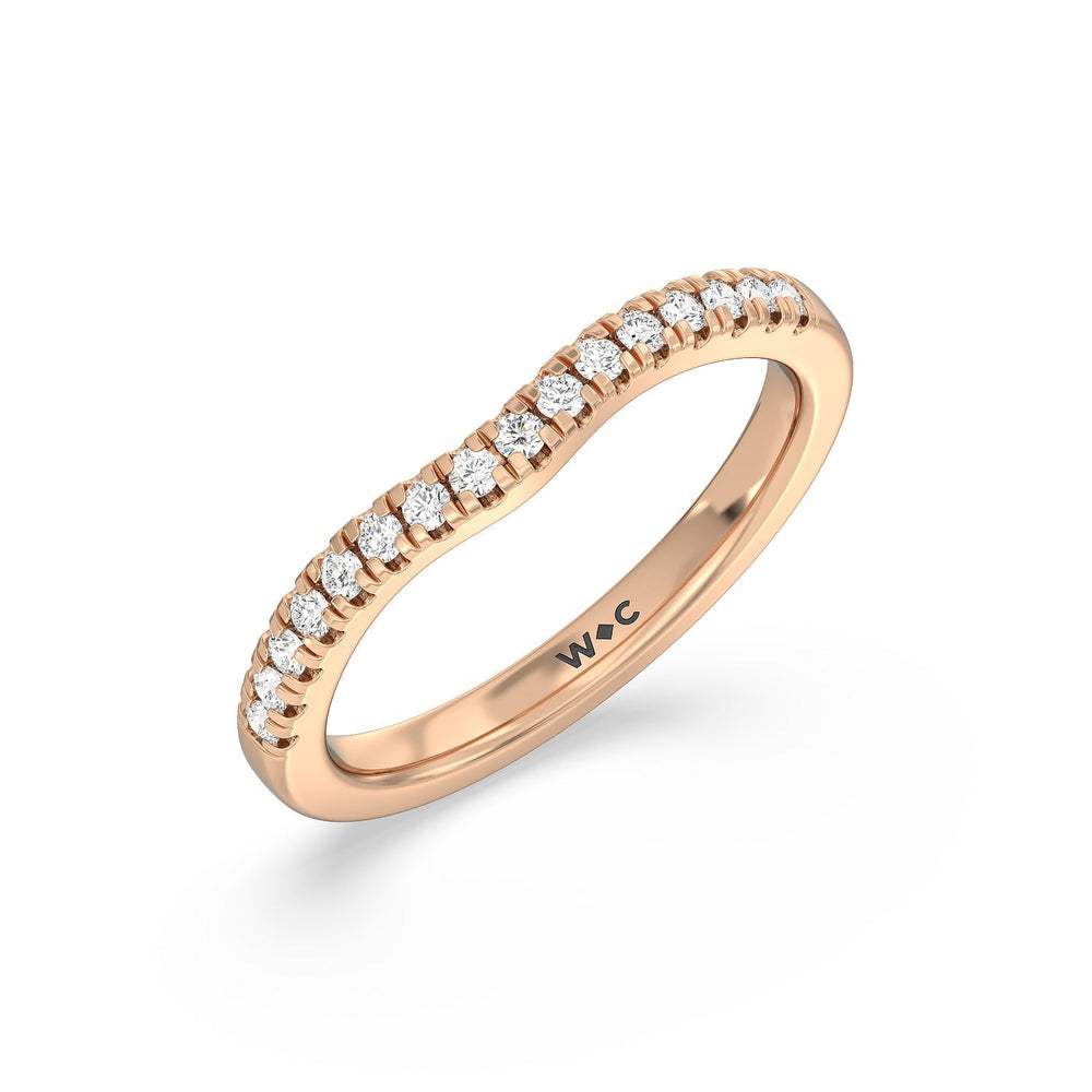 Classic Four Prong Solitaire Diamond Wedding Band with 18KT Rose Gold Cut Diamond in 14KT Rose Gold view 4
