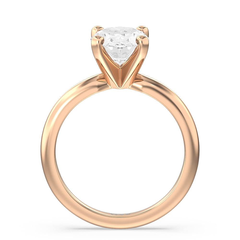 Oval Cut Classic Four Prong Solitaire Lab Diamond Engagement Ring with Lab Grown Diamond in 14KT Rose Gold view 2
