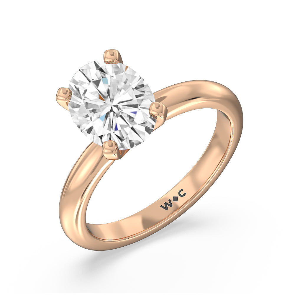Oval Cut Classic Four Prong Solitaire Lab Diamond Engagement Ring with Lab Grown Diamond in 14KT Rose Gold view 3
