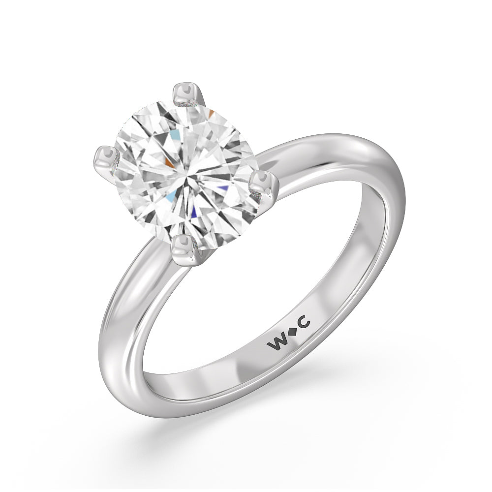 2 1/2 cttw Oval Cut Classic Four Prong Solitaire Diamond Engagement Ring with 2 1/2 Cut Diamond in 14KT Oval view 3
